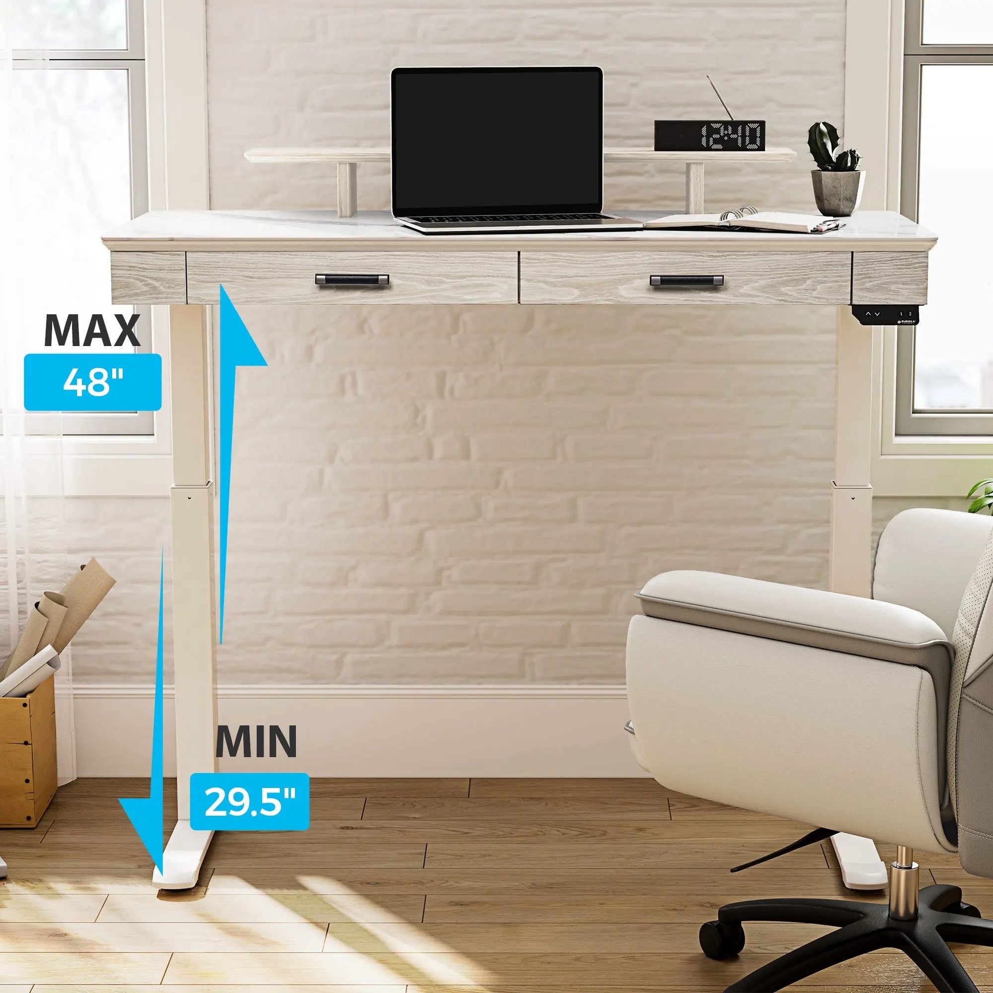George, Slate Standing Desk, Artificial Marble Desktop (55"x23")