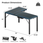 GTG - L60, L-Shaped Glass LED Gaming Desk (60"x40")