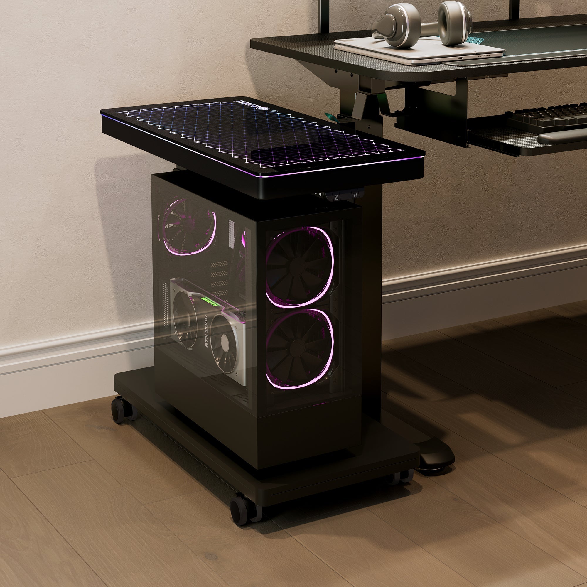 Height-Adjustable Illuminated Panel CPU Cart