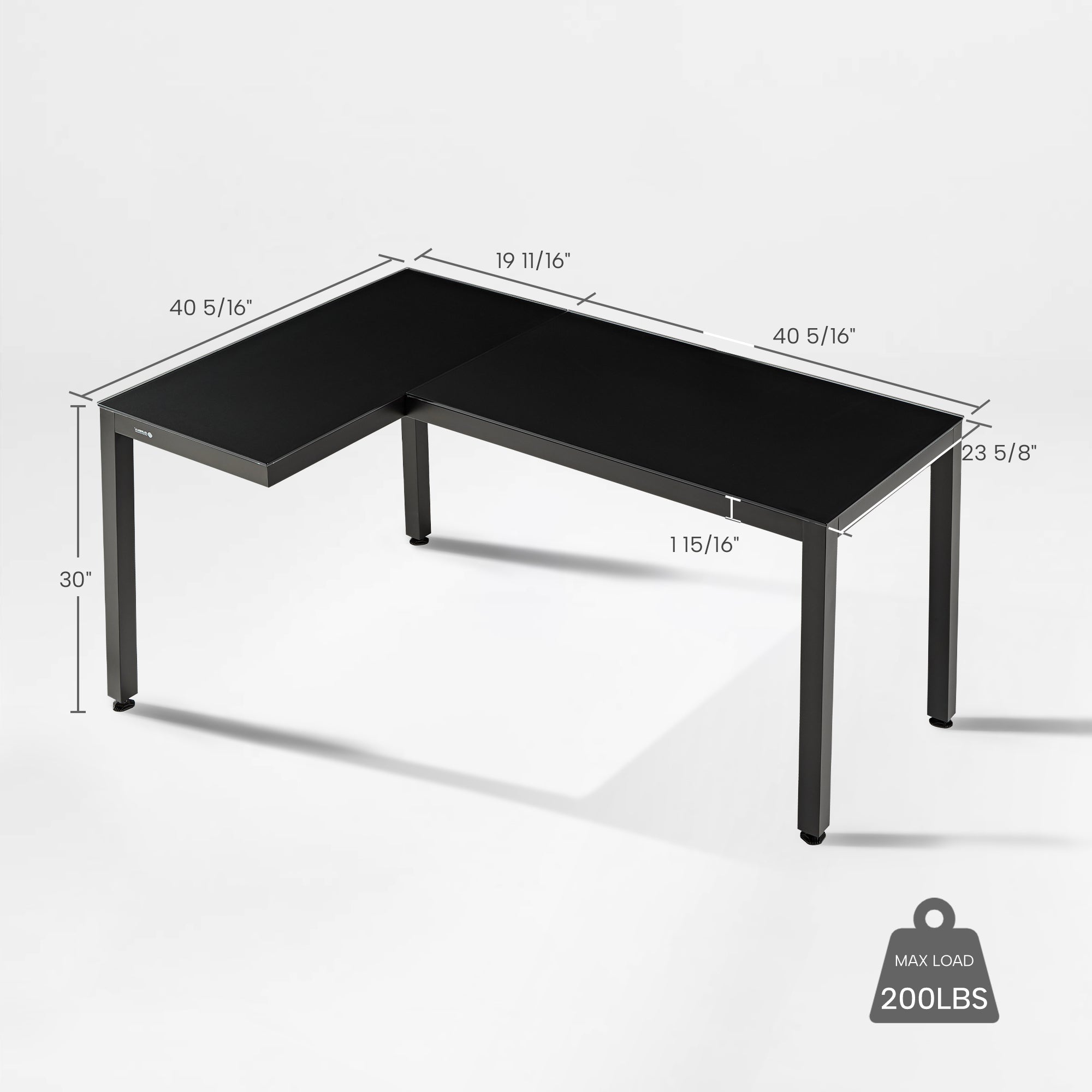 GTG - L60, L-Shaped Glass LED Gaming Desk (60"x40")