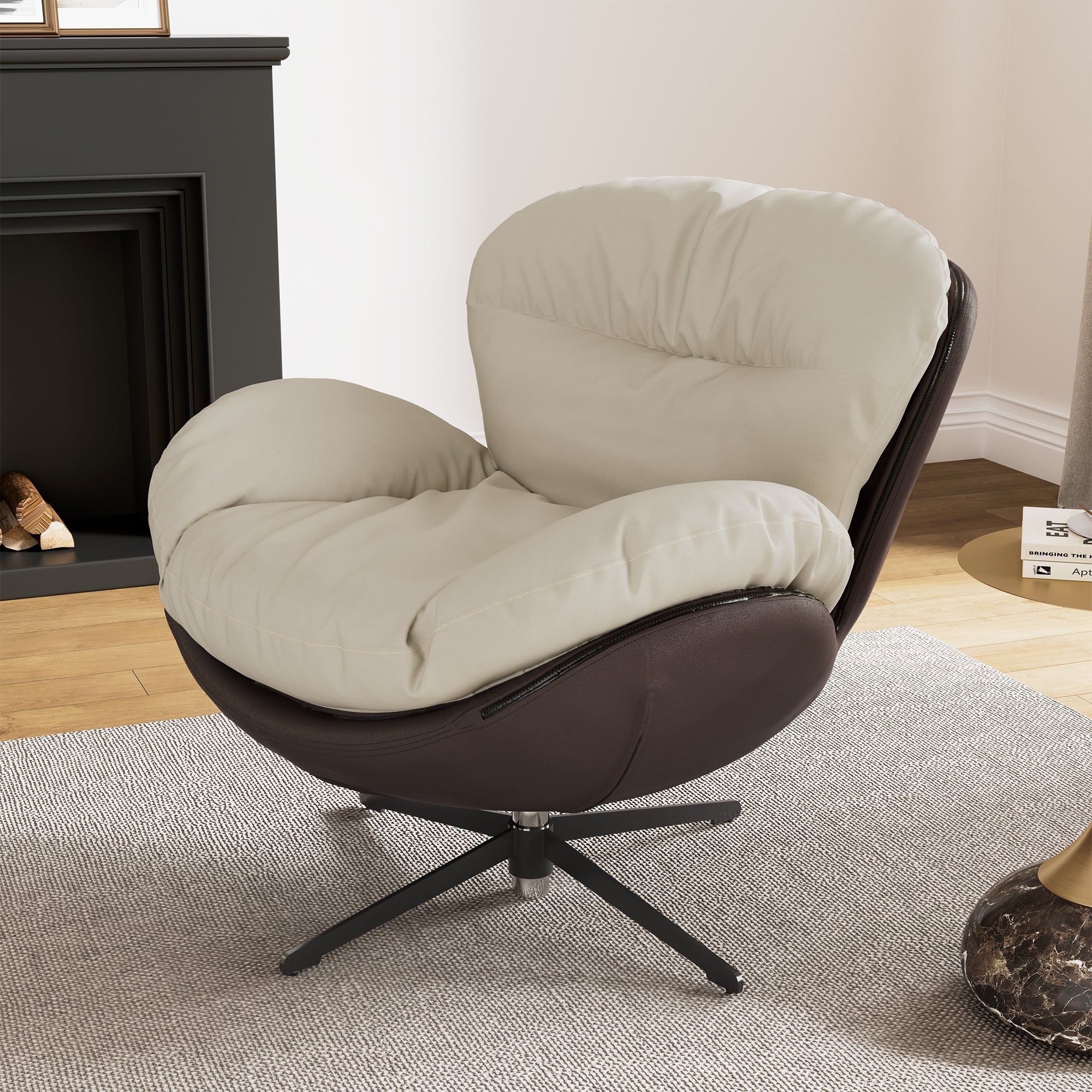 Alexia, Comfy Soft Swivel Lounge Chair, Gray