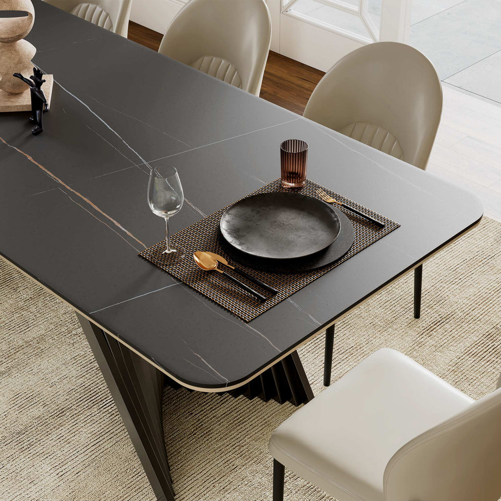 Oasis, 105.5" Dining Table with Sintered Stone, Black
