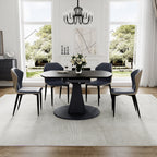 Amelia, 33"-53" Round Extending Dining Table, Black/white