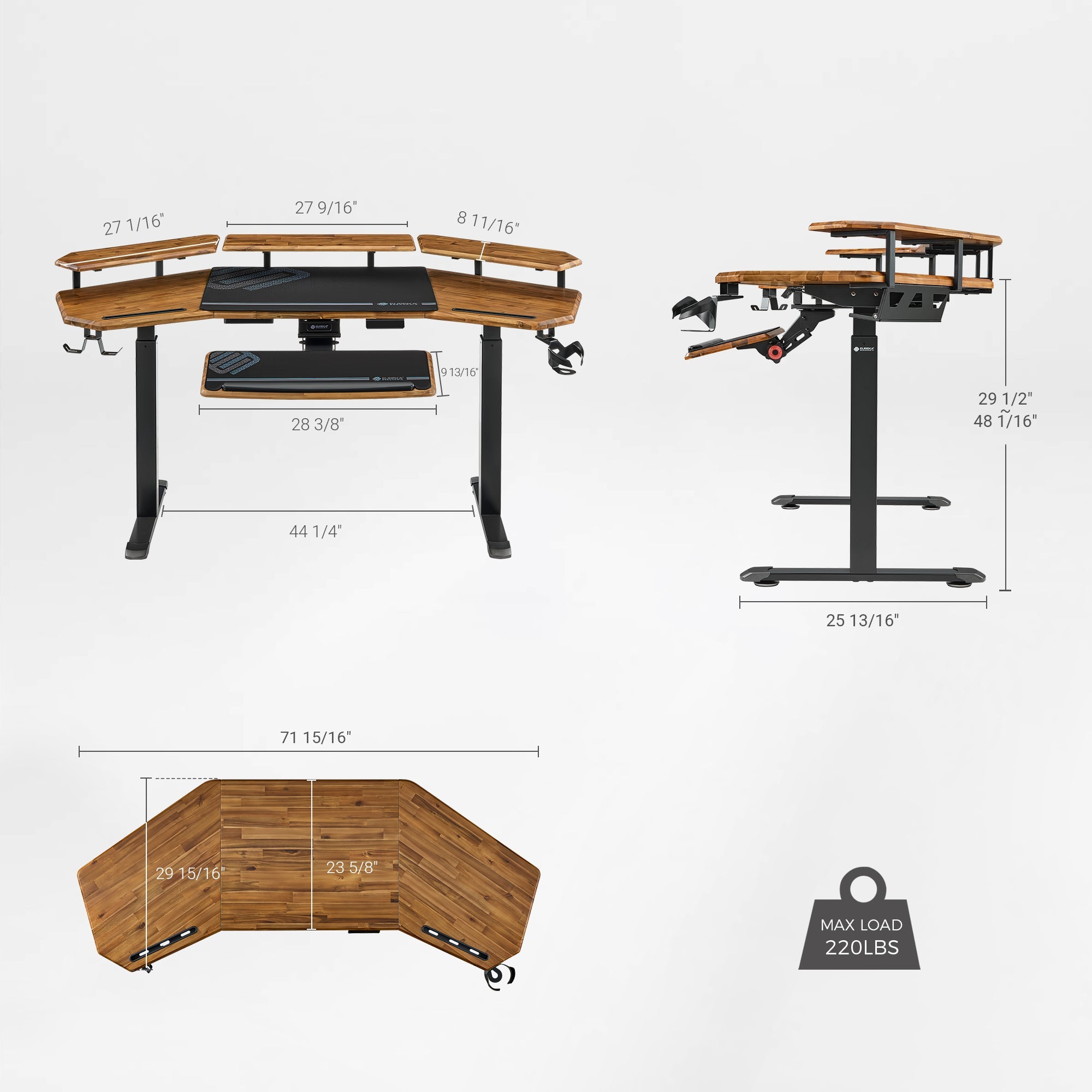 Aero Pro Wing-Shaped Standing Desk (72"x23")