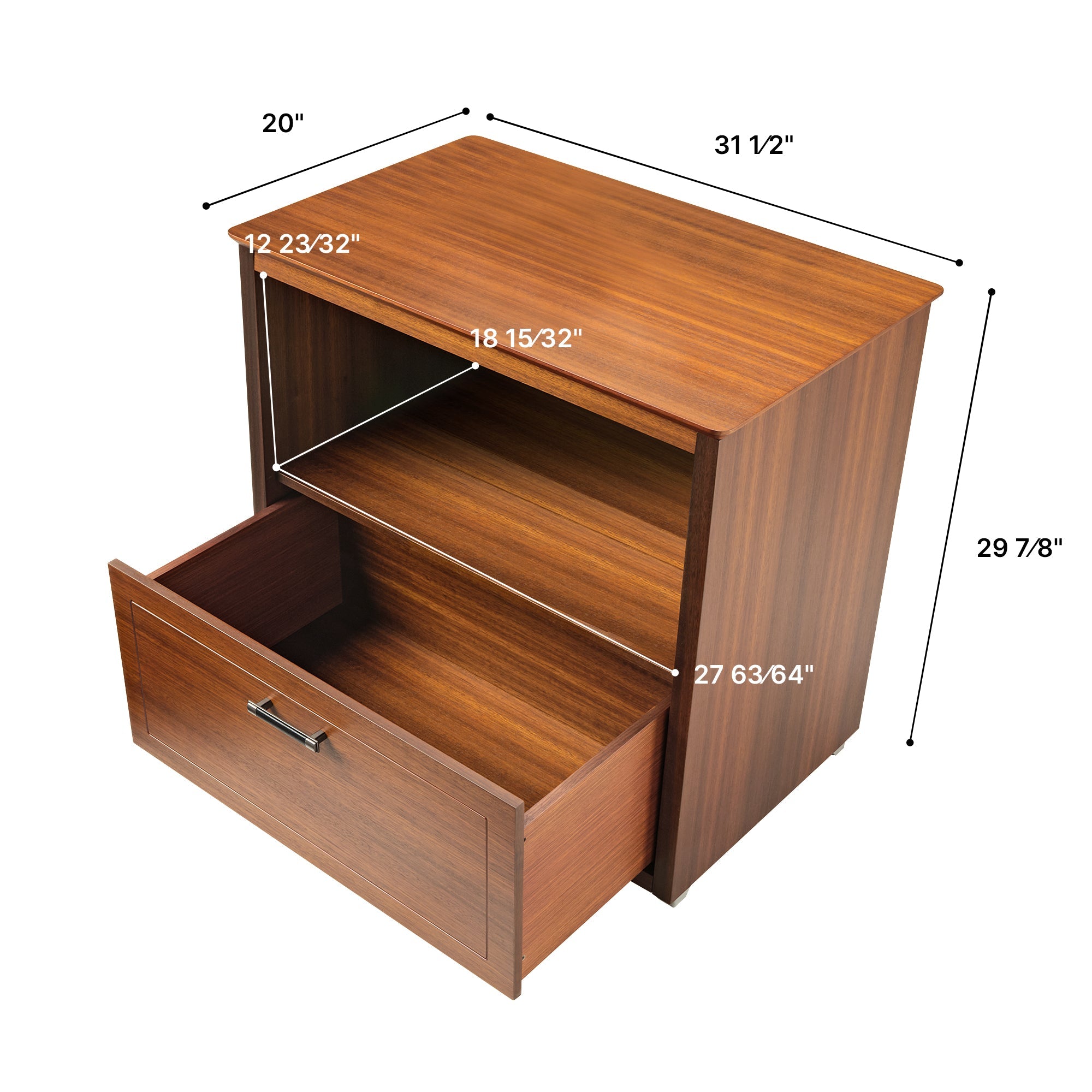 29" Display File Storage Cabinet, Dark Walnut