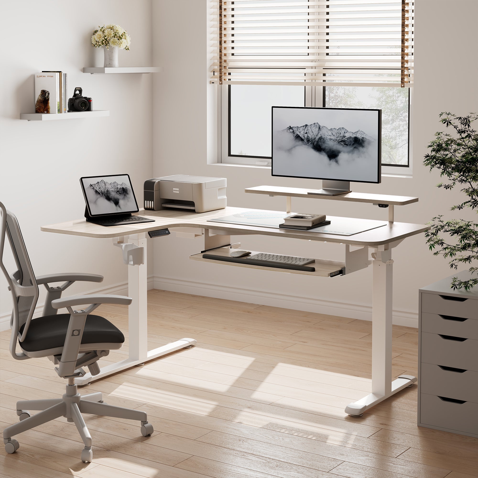 L-Shaped Standing Desk with Accessories Set (60"x23")