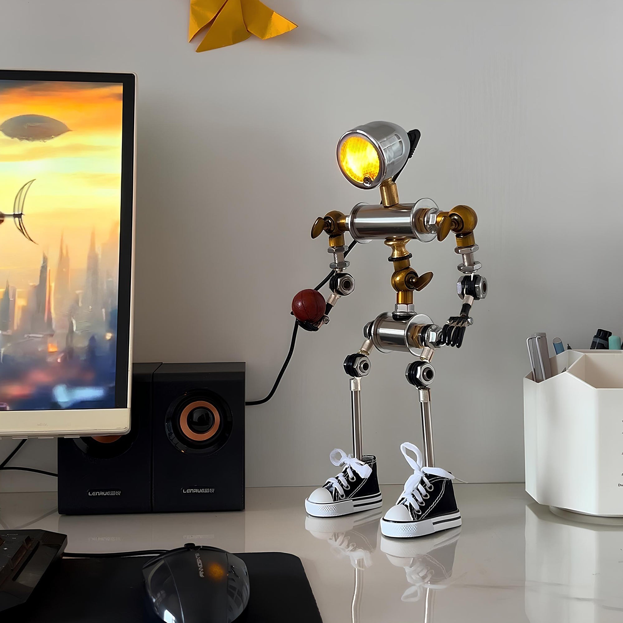 HD-19, 13.8" H, Robot-Shaped Cyberpunk Table Lamp Decor