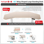 Aero Pro Wing Shaped Standing Desk (63"x23")