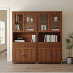 72" Storage Bookcase with Doors and Shelves, Walnut