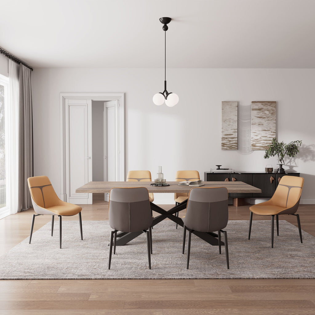 Couture, Upholstered Dining Side Chairs Set of 2, Turmeric and Gray