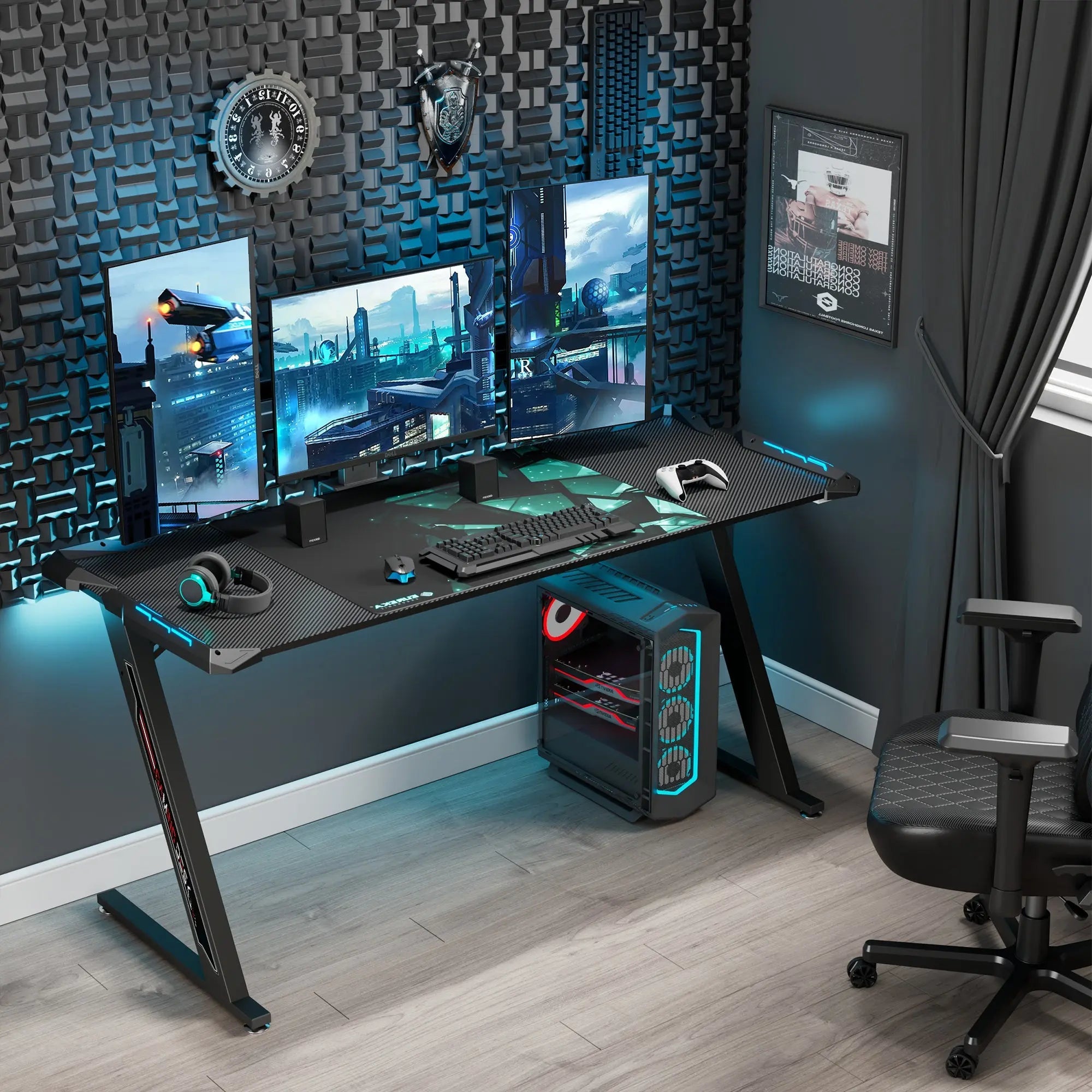 Gaming Desk with Z Shaped Legs (61"x25")