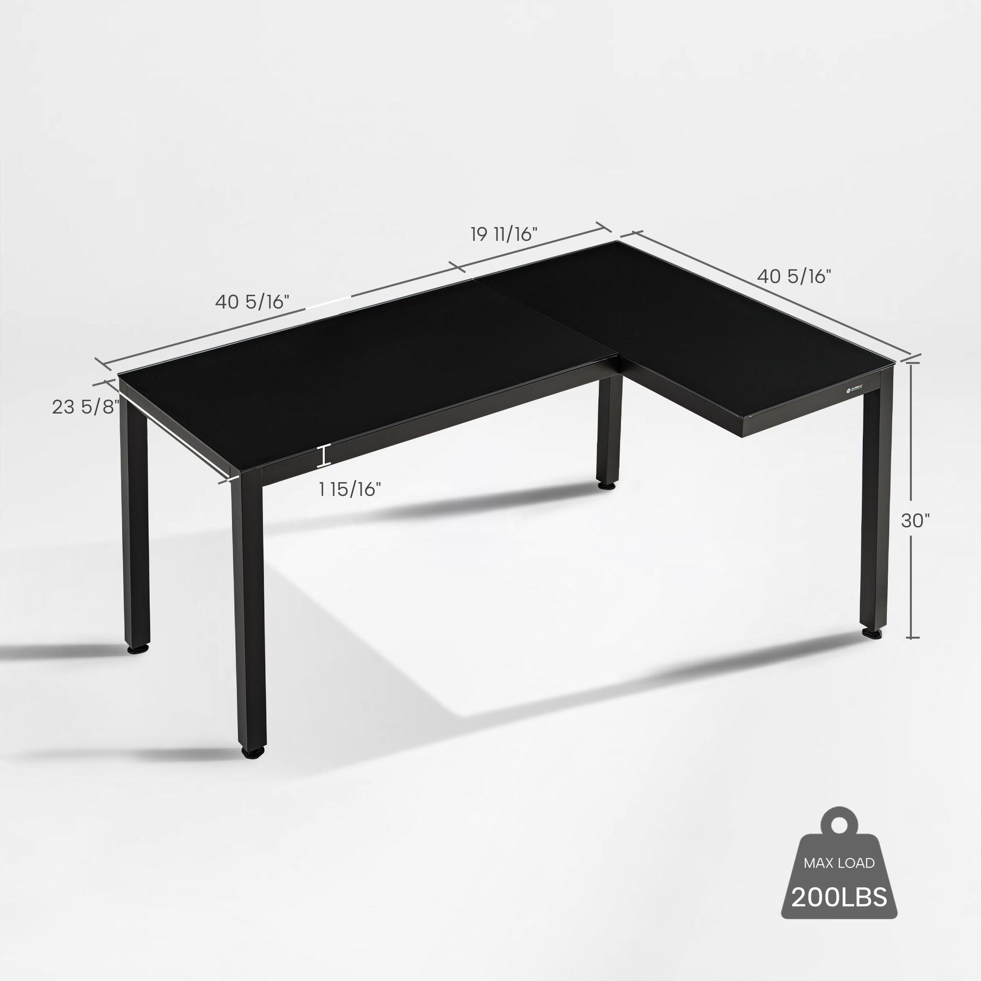 GTG - L60, L-Shaped Glass LED Gaming Desk (60"x40")