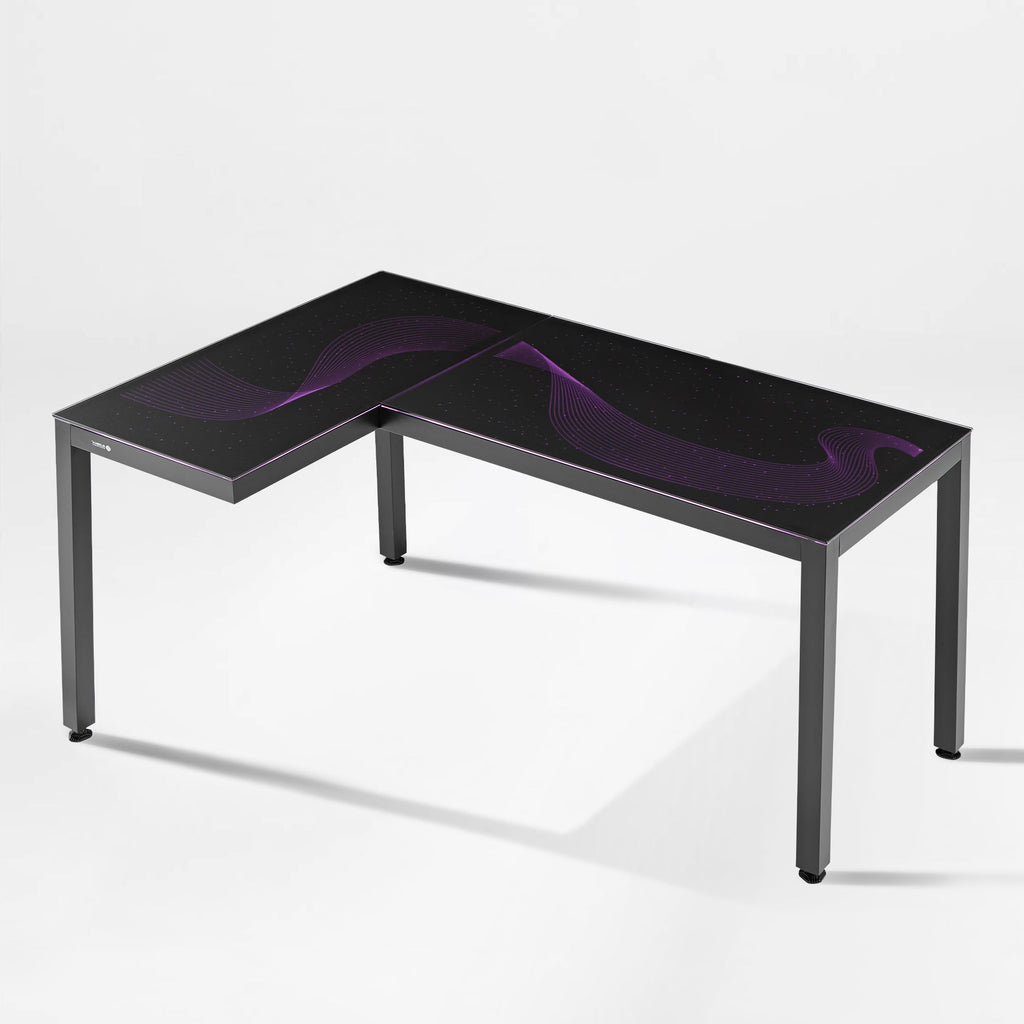 GTG - L60, L-Shaped Glass LED Gaming Desk (60"x40")