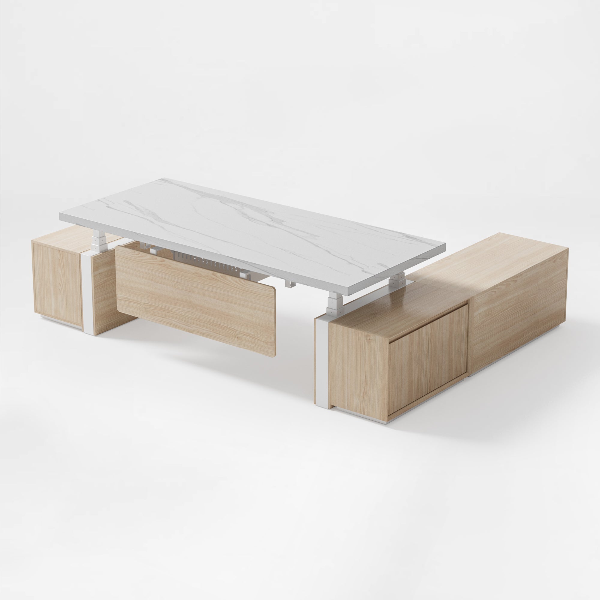 Zen Pro Series, 87"/72" Executive Standing Desk with Cabinets Set