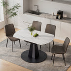 Amelia, 33"-53" Round Extending Dining Table, Black/white