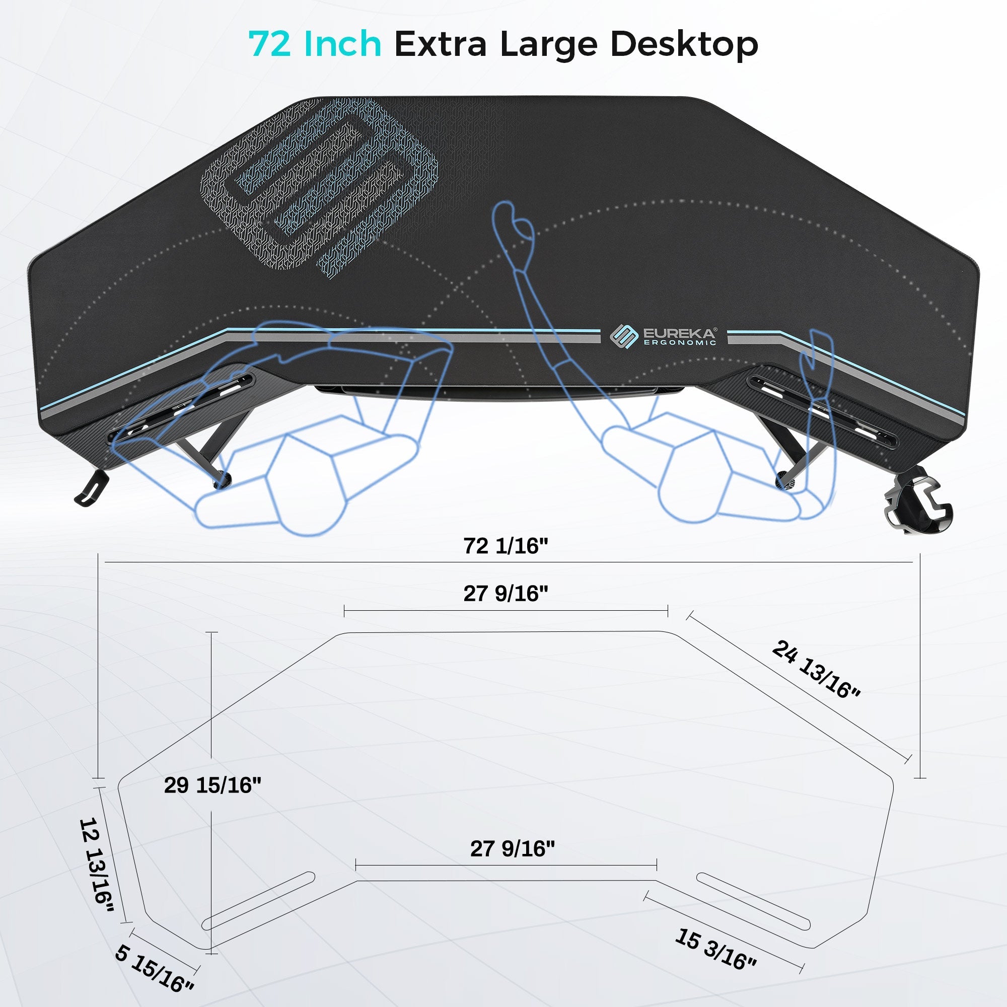 Aero Wing Shaped Studio Desk (73"x23")