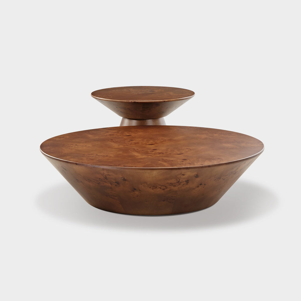 43" Brown Round Coffee Table Set of 2