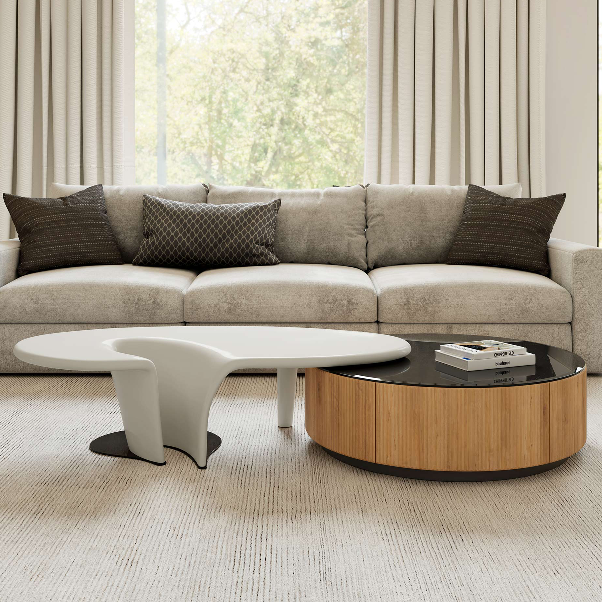 36" Round and Special-Shaped Coffee Table with Side Table Set