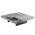 39" Square Marble Coffee Table with Sunken Small Desktop