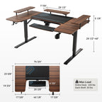 U-Shaped Standing Desk with Accessories Set (74"x23")