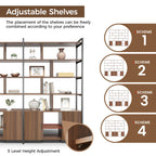 Napa Wood Bookcase Cabinet, Bottom Storage, Adjustable Book Shelves