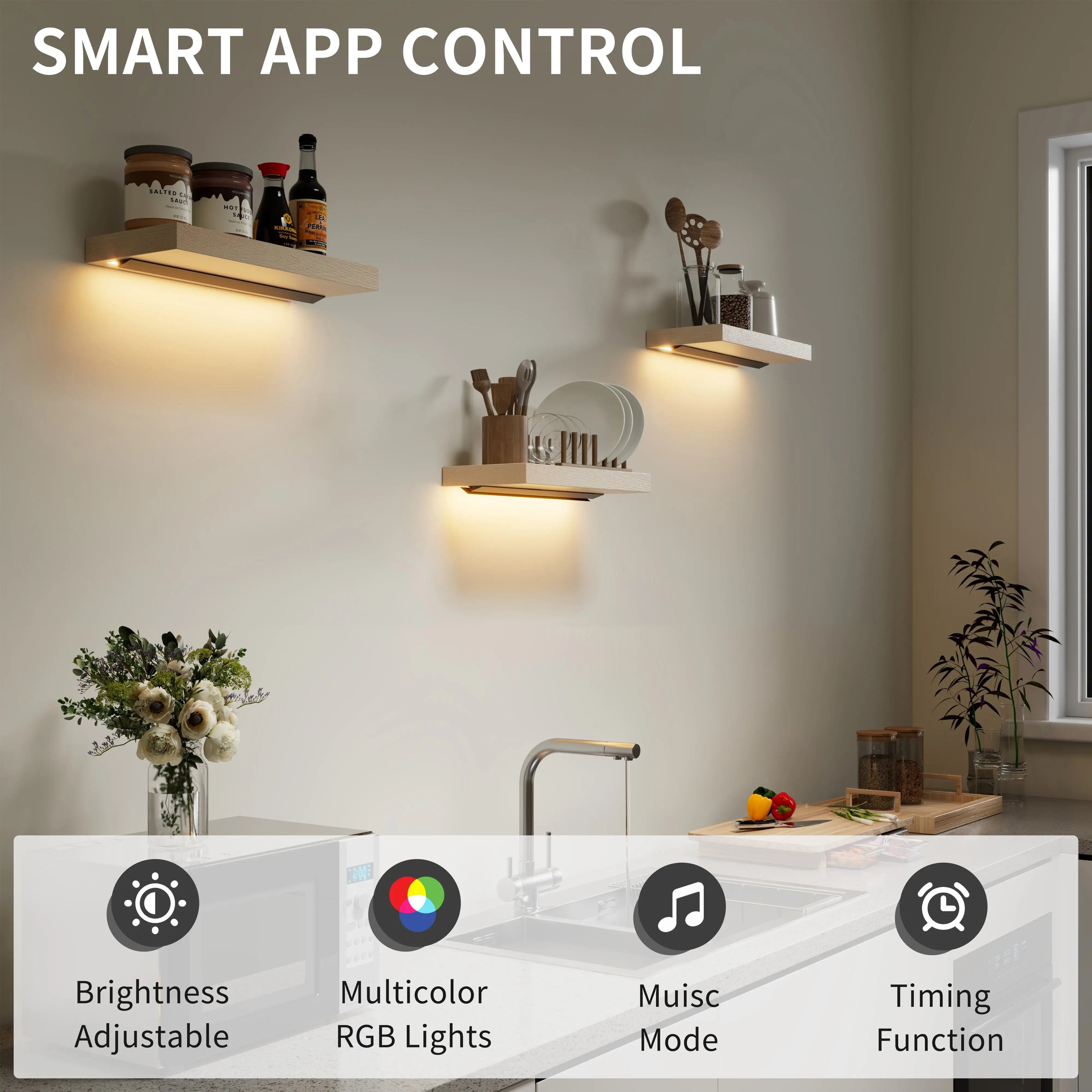 Floating Wall Shelf with Lighting, 1 Piece