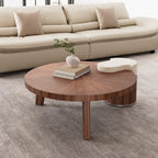 41" Irregular Round Solid Wood Walnut Coffee Table