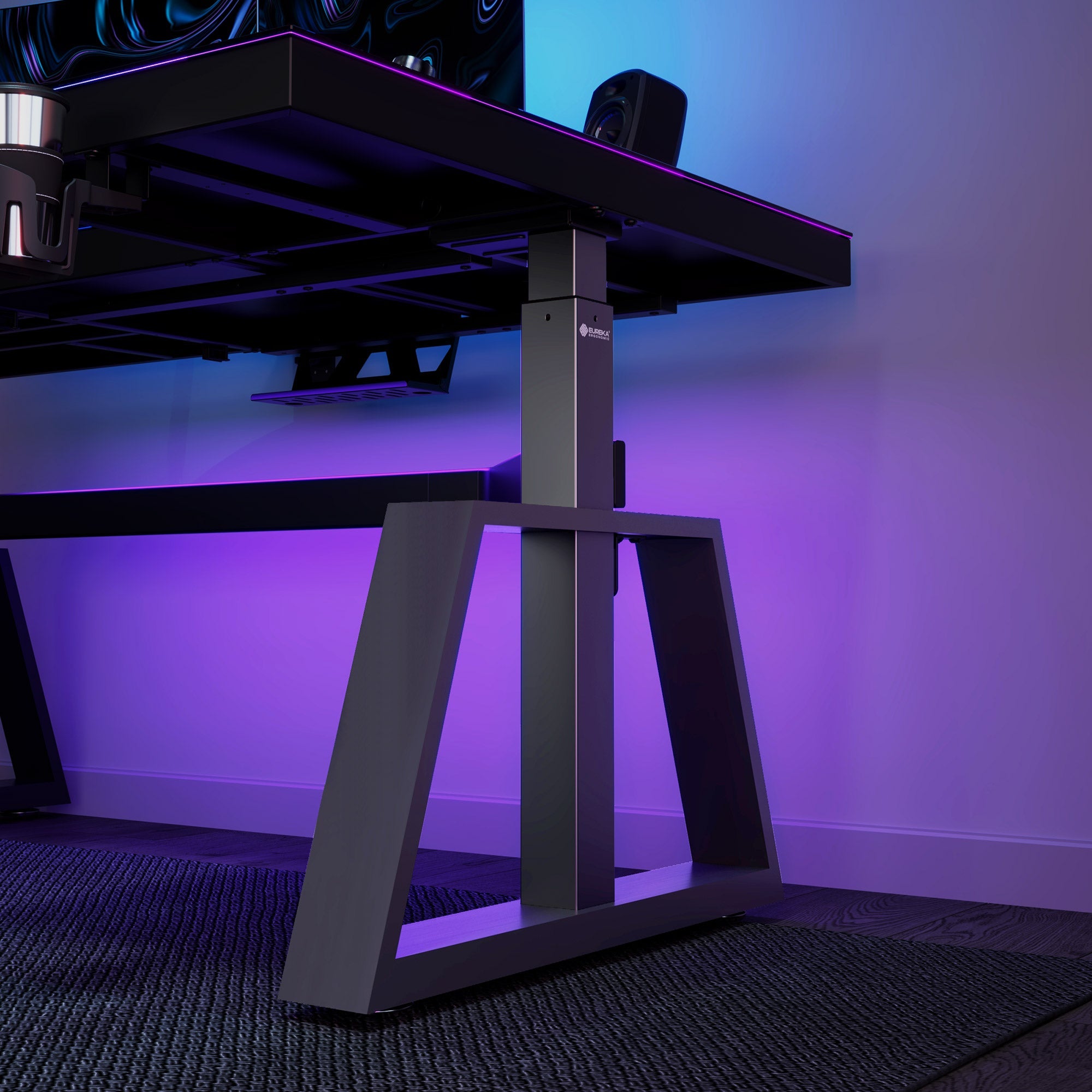 GTG-L60 Pro, L Shaped Glass Gaming Standing Desk (60"x23")
