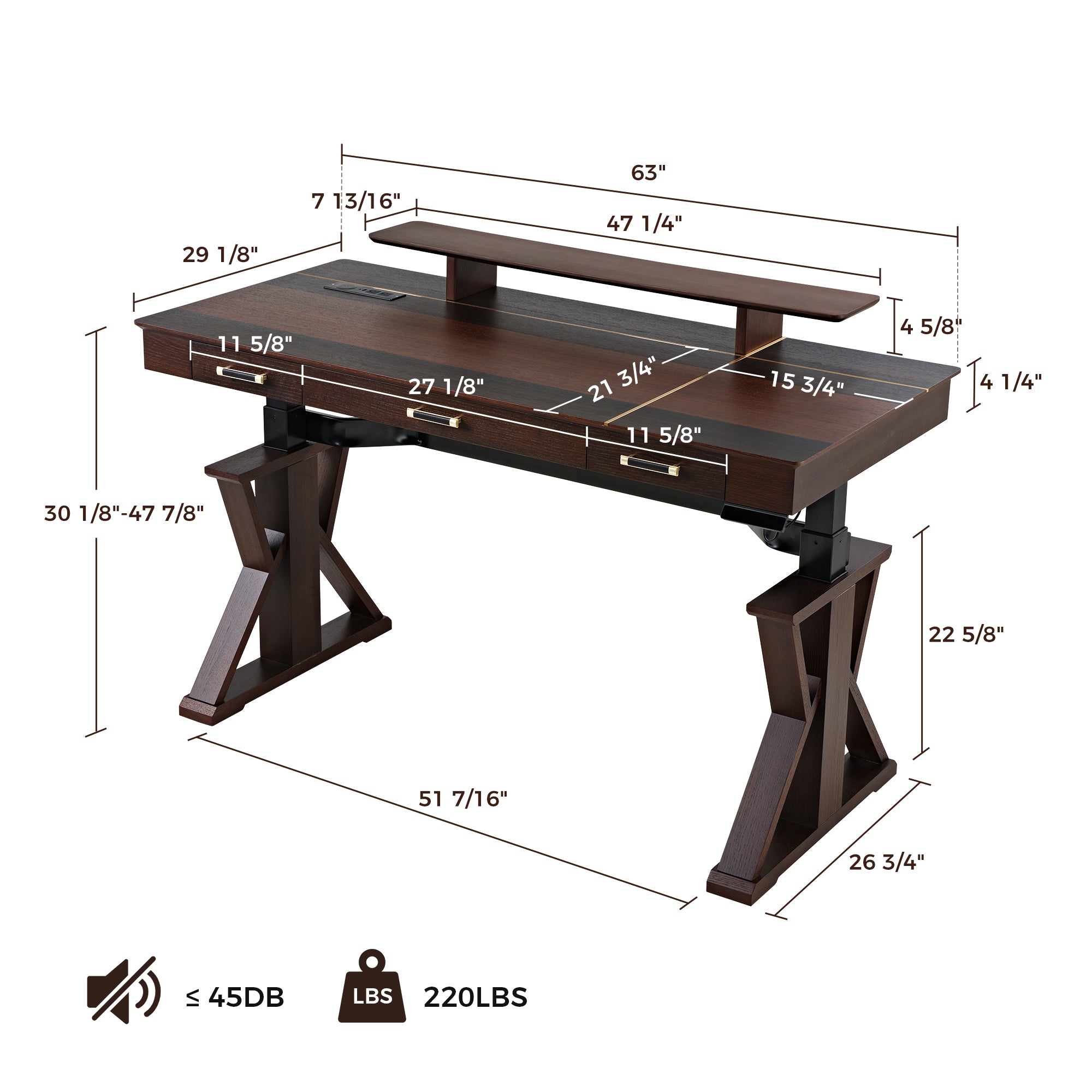Ark SWS Pro Executive Standing Desk (63"x29")