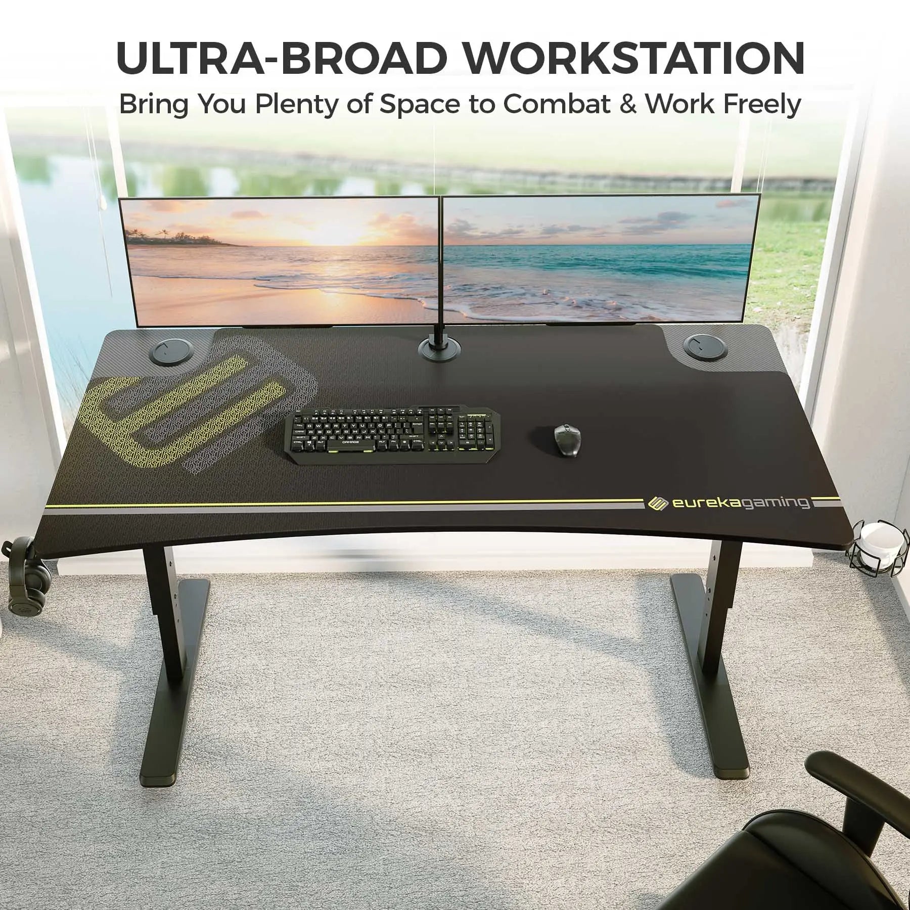 Manual Height Adjustable Gaming Desk (63"x27")