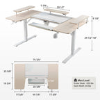 U-Shaped Standing Desk with Accessories Set (74"x23")