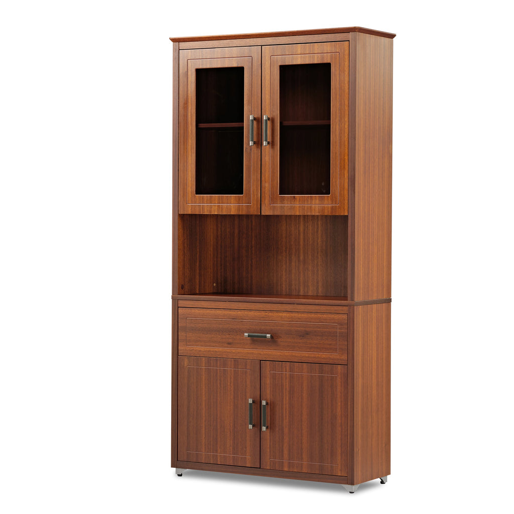 72" Storage Bookcase with Doors and Shelves, Walnut