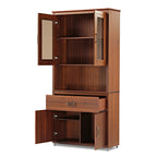 72" Storage Bookcase with Doors and Shelves, Walnut