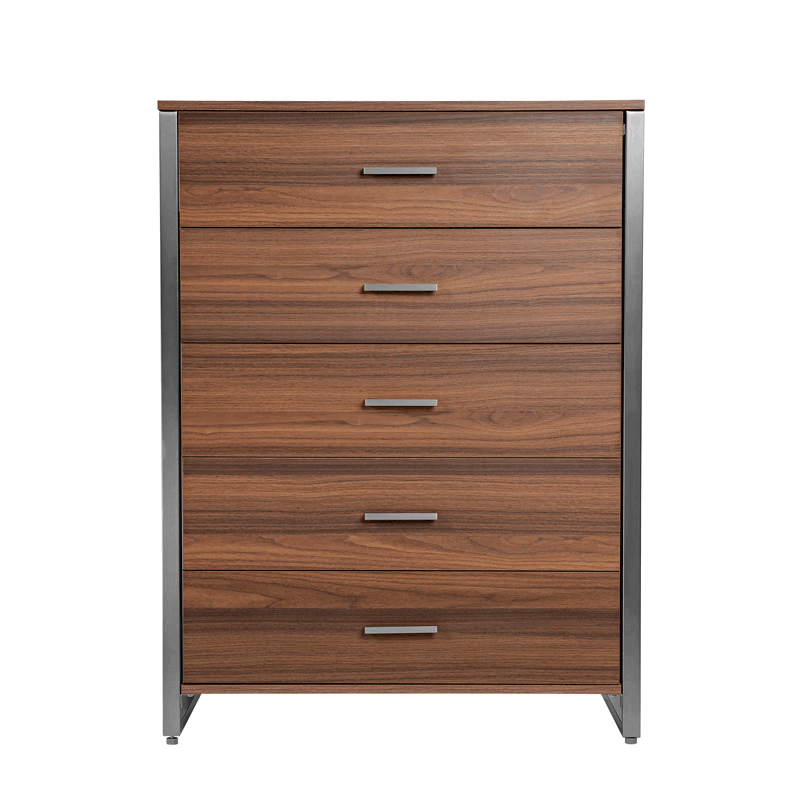 42" Chest 5-Drawers Dresser Accent Cabinet Walnut