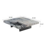 39" Square Marble Coffee Table with Sunken Small Desktop