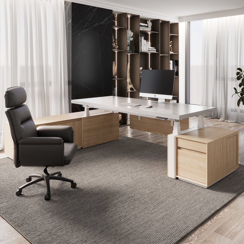 Zen Pro Series, 87"/72" Executive Standing Desk with Cabinets Set