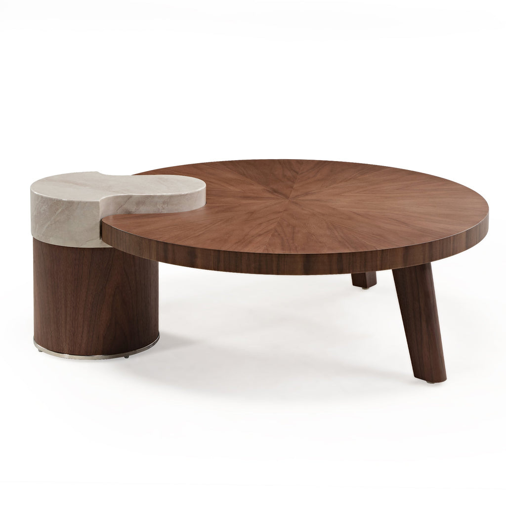 41" Irregular Round Solid Wood Walnut Coffee Table