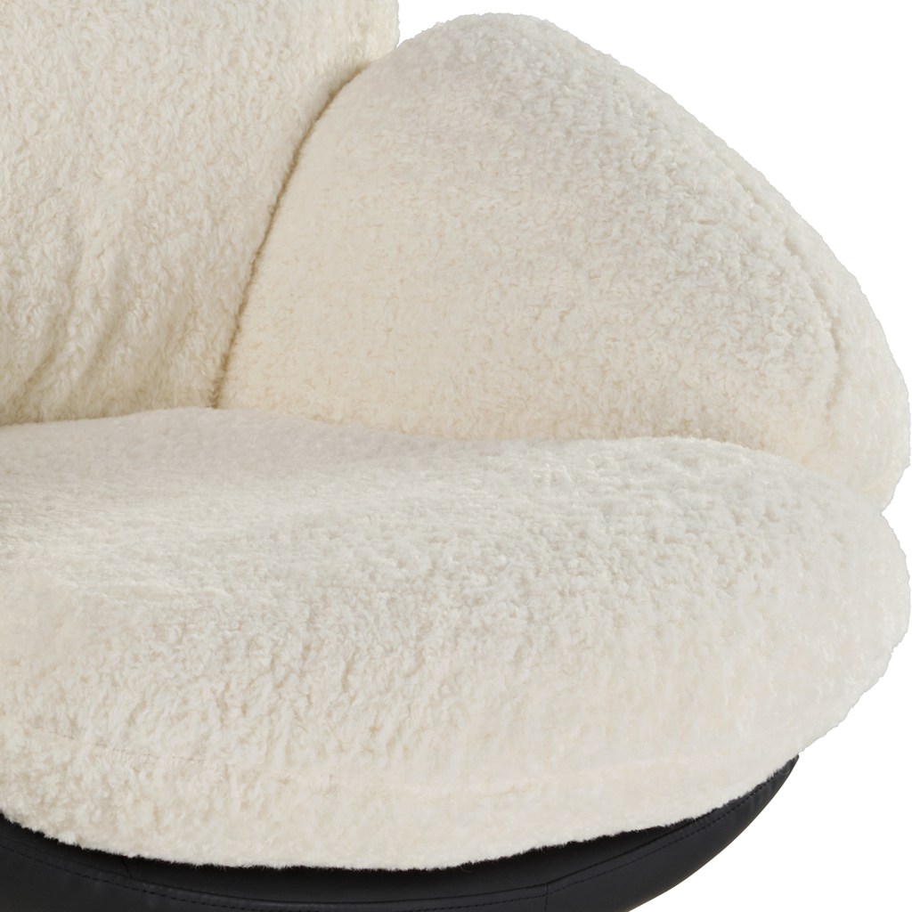 Cara, Modern Comfy Swivel Lounge Chair, White
