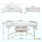 Aero Wing Shaped Studio Desk (73"x23")