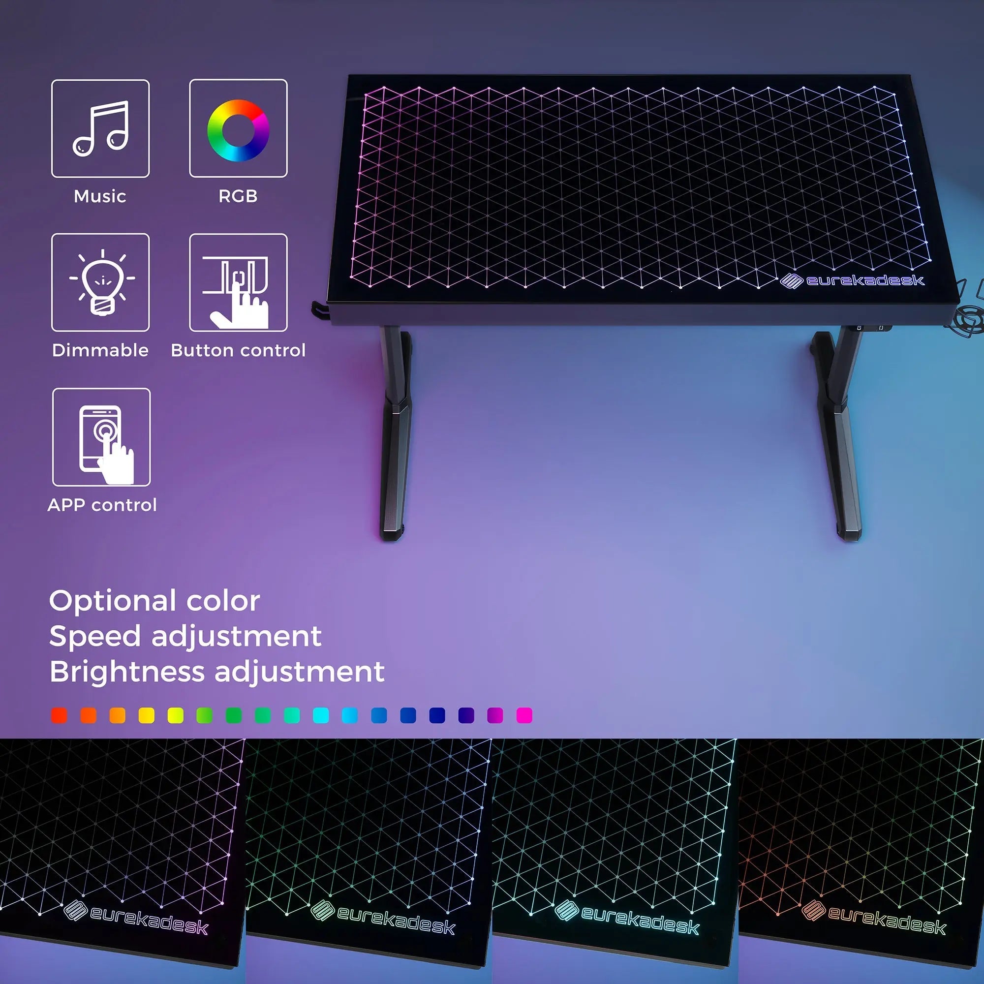 GTG - I43, LED Glass Desktop Gaming Desk (43"x23")