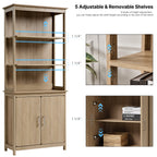 Ark EL, 71" Display Bookshelf with Storage Cabinet, Oak
