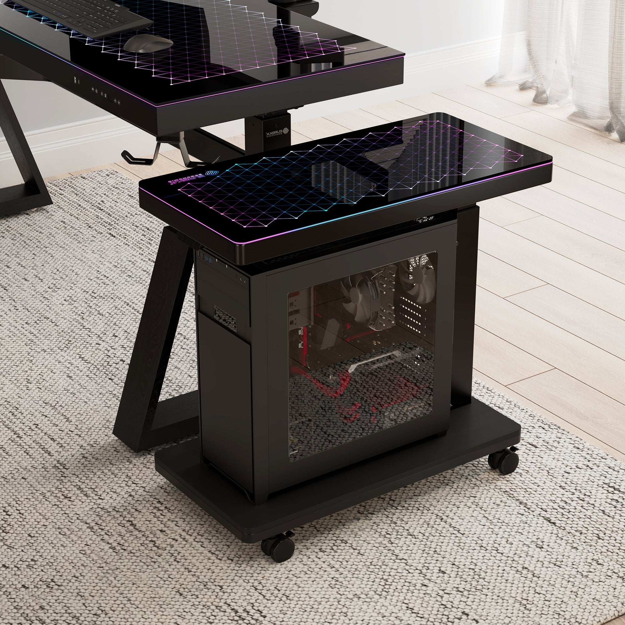 Height-Adjustable Illuminated Panel CPU Cart