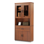 72" Storage Bookcase with Doors and Shelves, Walnut