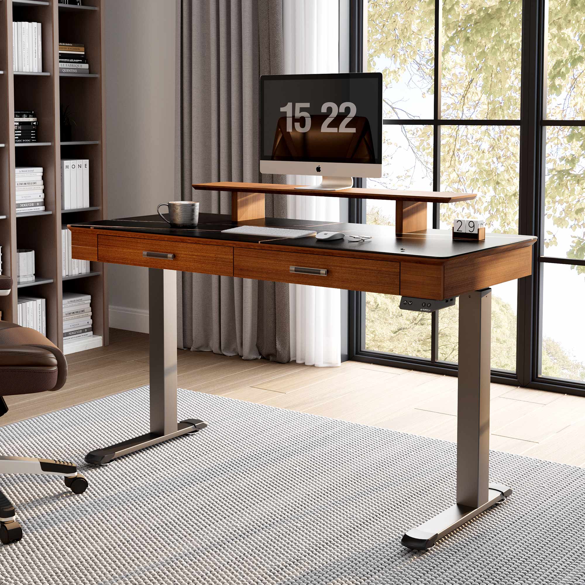 George, Slate Standing Desk, Artificial Marble Desktop (55"x23")