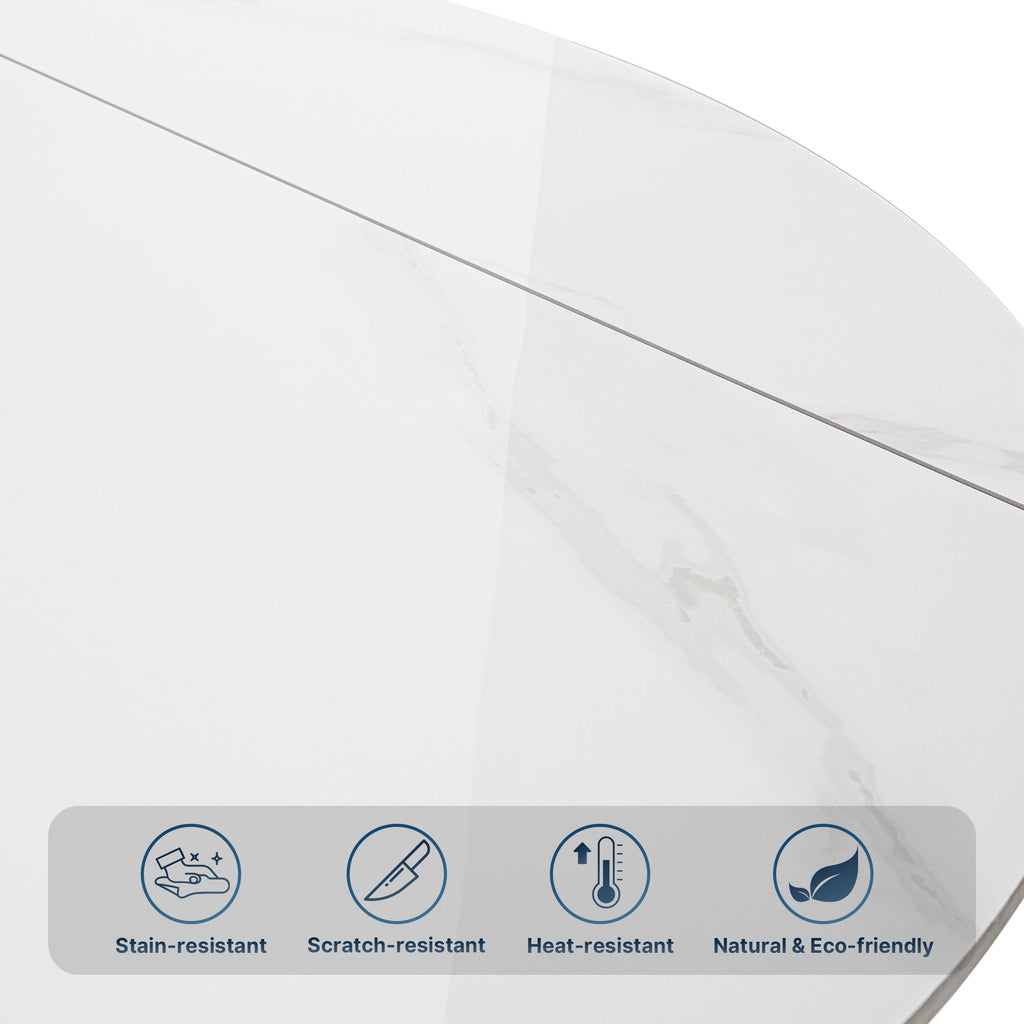 Amelia, 33"-53" Round Extending Dining Table, Black/white