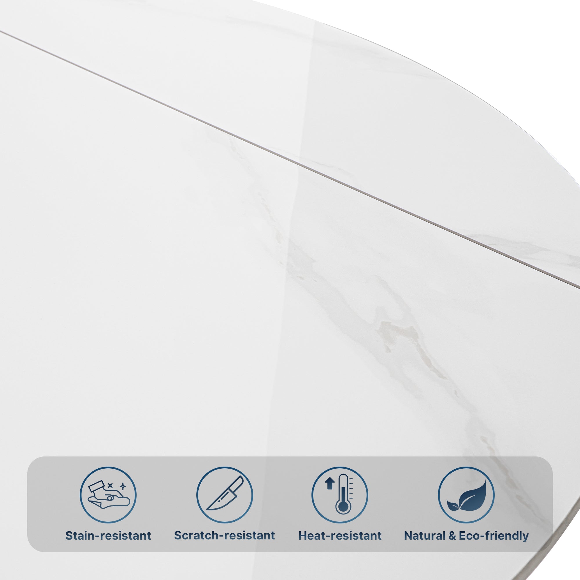 Amelia, 33"-53" Round Extending Dining Table, Black/white