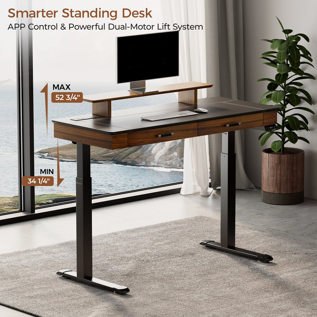 Faux Saddle Leather Adjustable Standing Desk (55"x23")