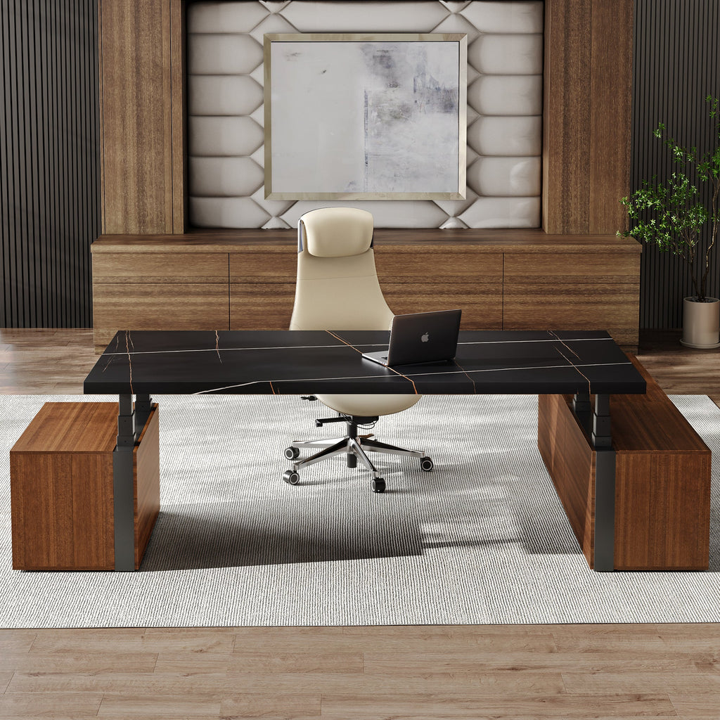 Zen Pro Series, 87"/72" Executive Standing Desk with Cabinets Set