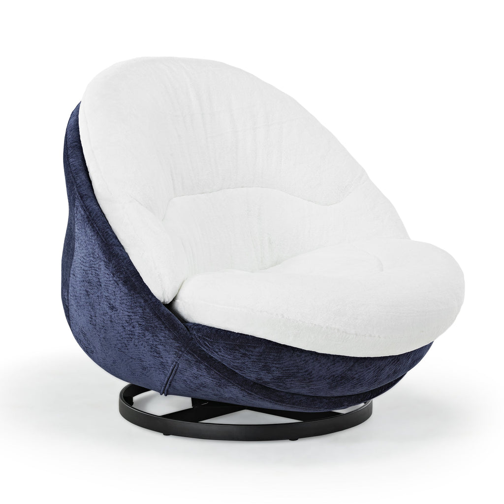 Gloria, Soft Upholstered Swivel Lounge Chair, White
