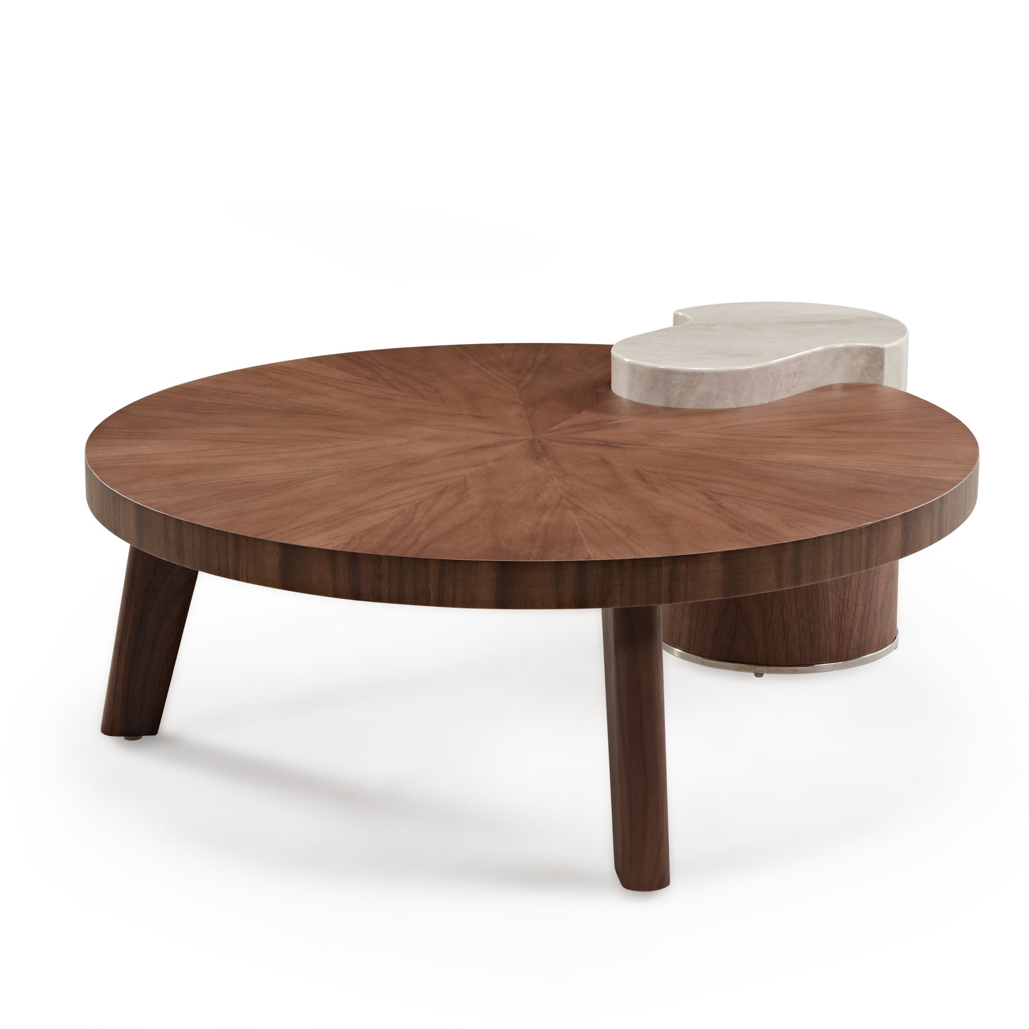 41" Irregular Round Solid Wood Walnut Coffee Table